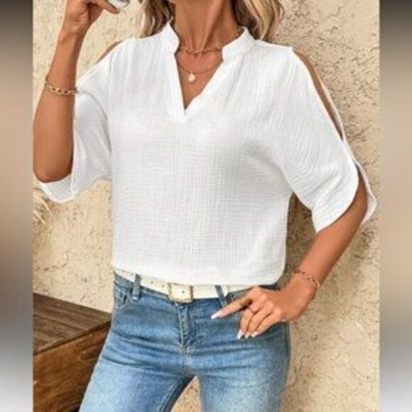Cotton White Women's Blouse - Picture 5 of 5